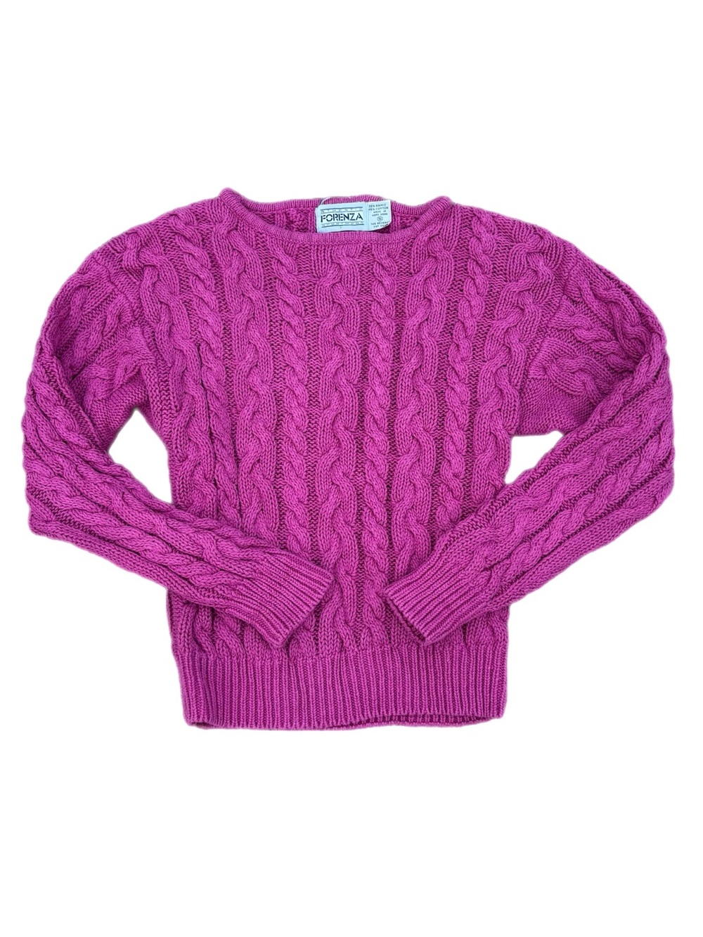 Forenza | Vintage Magenta Pink Cable Knit Pullover Sweater